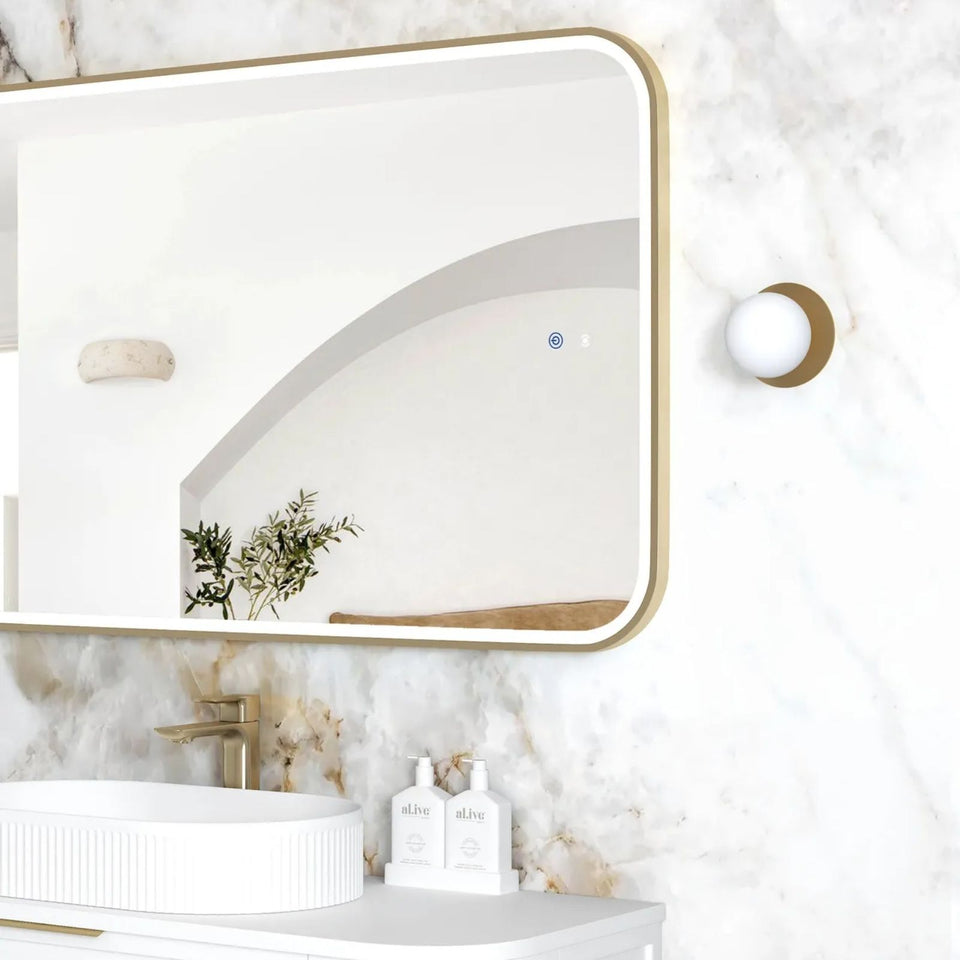 Otti LED Newport 1200mm x 750mm Metal Frame Mirror - Brushed Gold