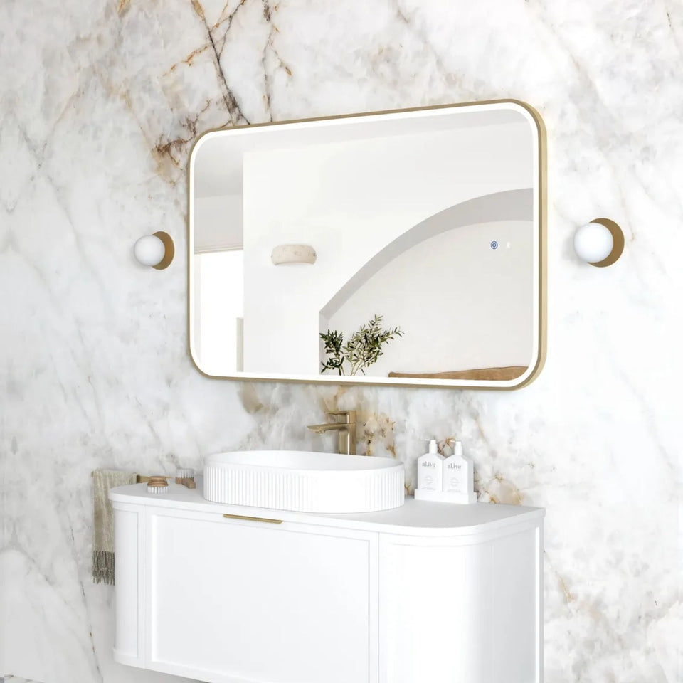 Otti LED Newport 1200mm x 750mm Metal Frame Mirror - Brushed Gold