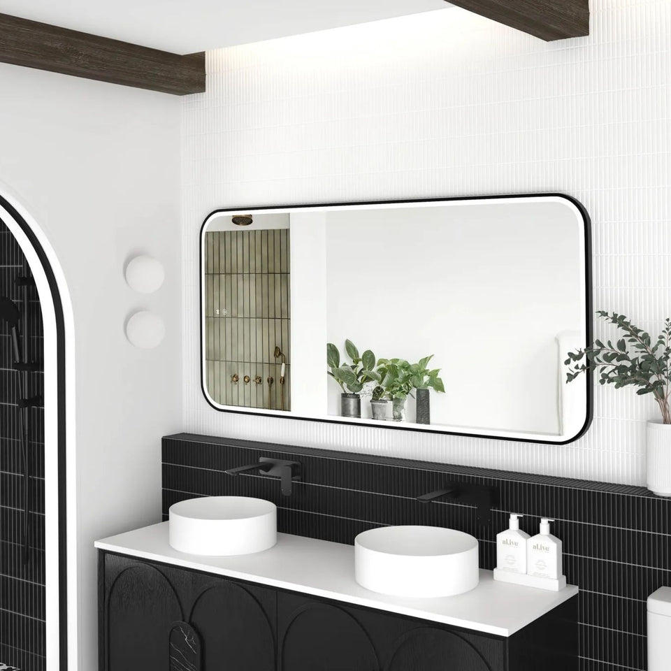 Otti LED Newport 1500mm x 750mm Metal Frame Mirror - Black