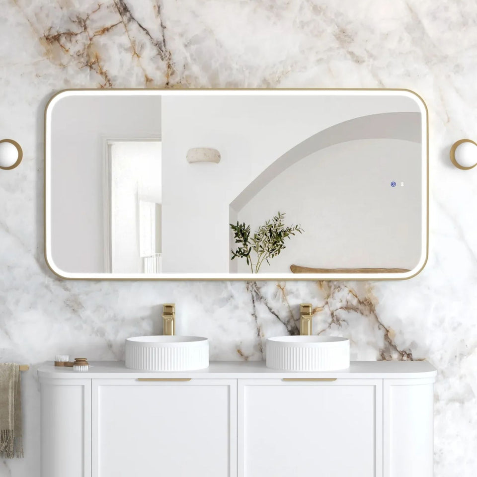 Otti LED Newport 1500mm x 750mm Metal Frame Mirror - Brushed Gold