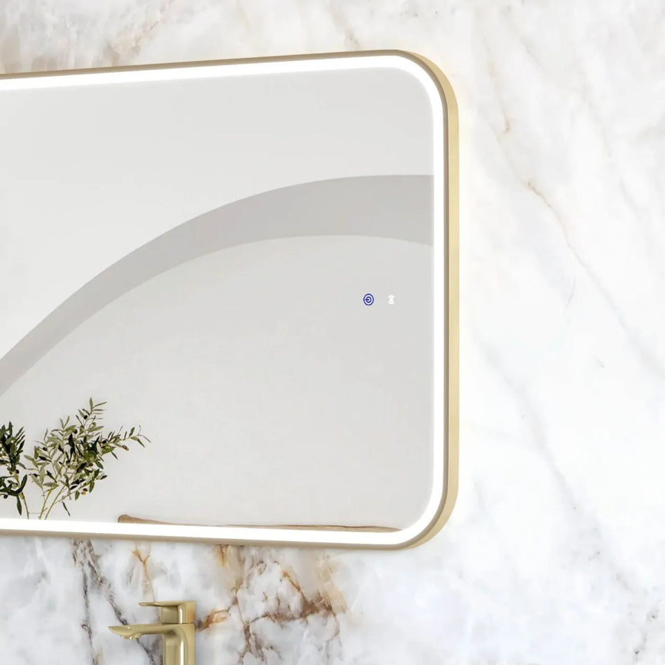 Otti LED Newport 1500mm x 750mm Metal Frame Mirror - Brushed Gold