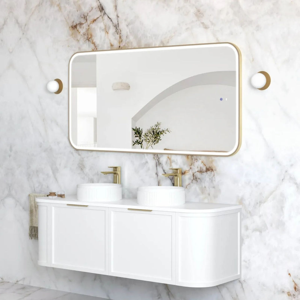 Otti LED Newport 1500mm x 750mm Metal Frame Mirror - Brushed Gold