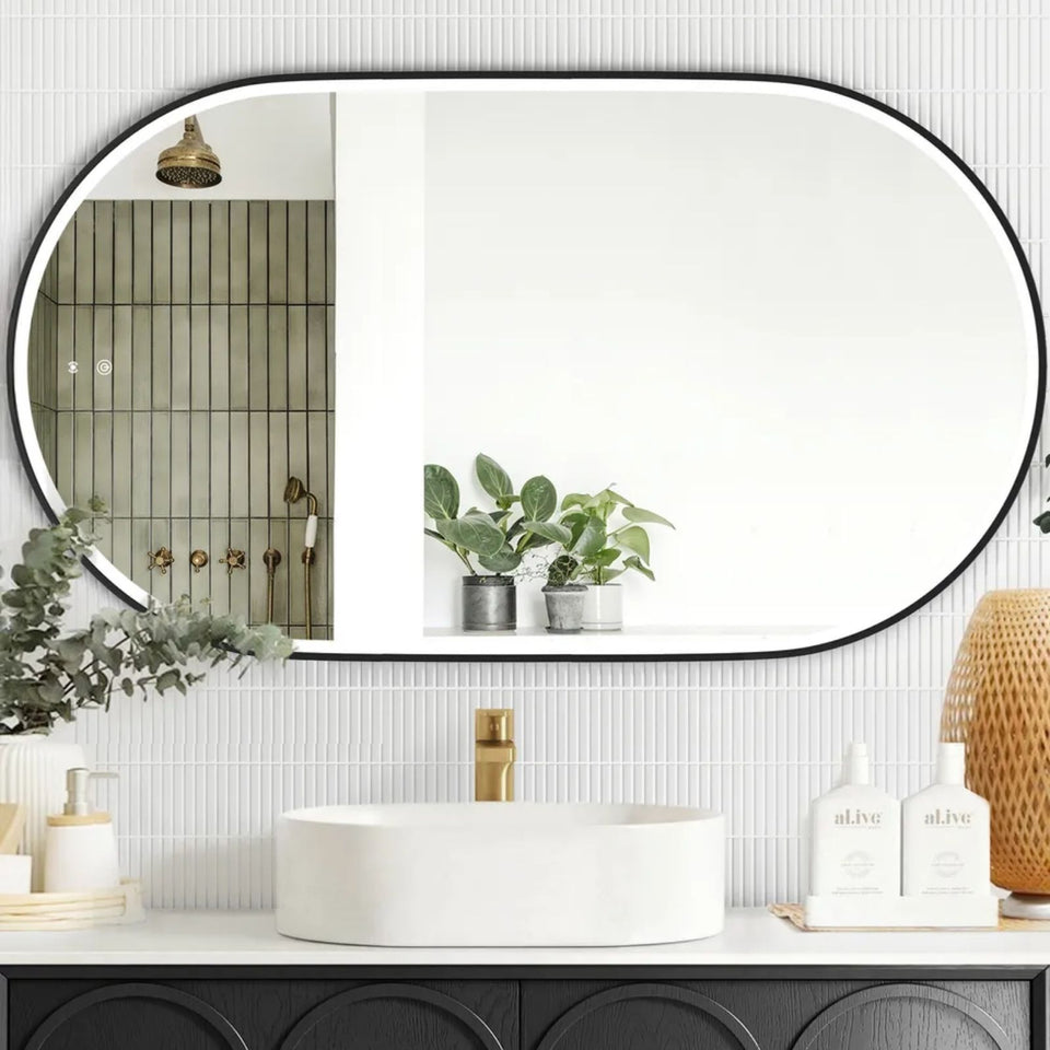 Otti LED Noosa 1200mm x 750mm Metal Frame Mirror - Black