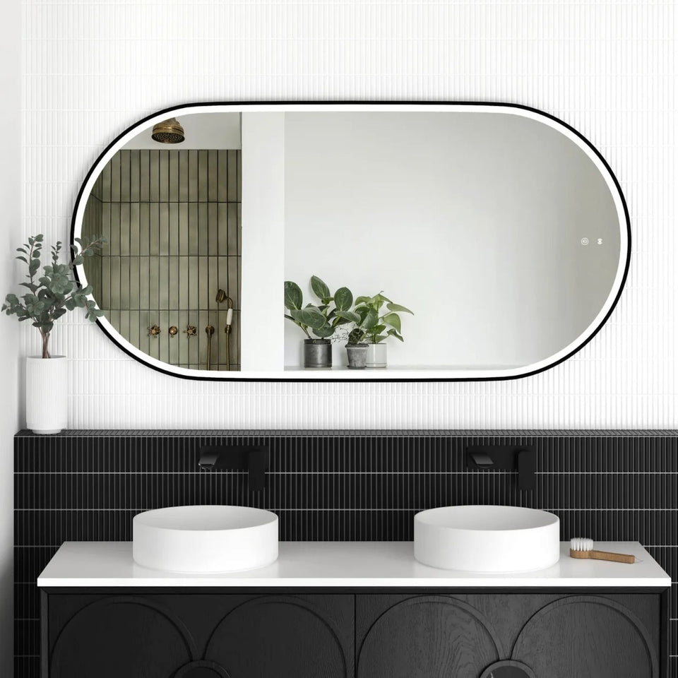 Otti LED Noosa 1500mm x 750mm Metal Frame Mirror - Black