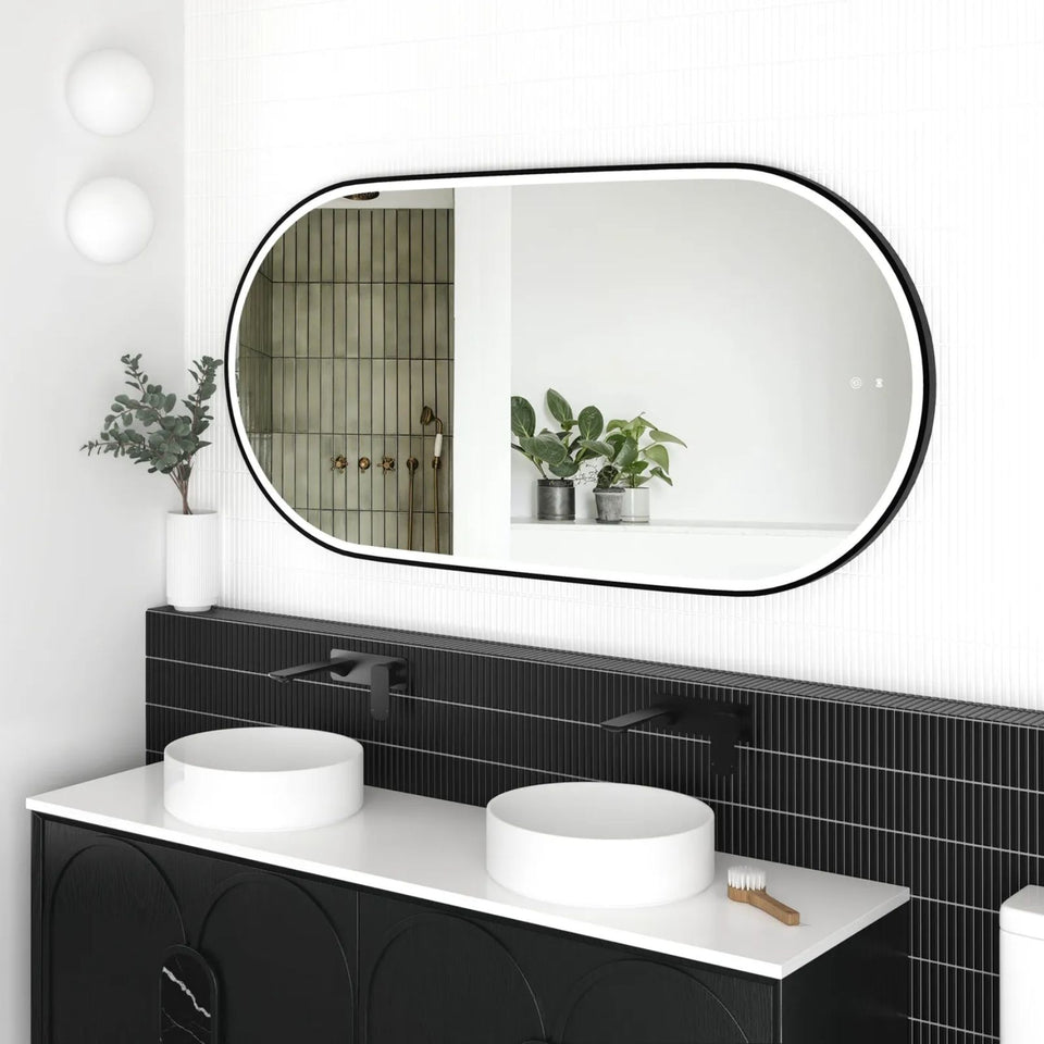 Otti LED Noosa 1500mm x 750mm Metal Frame Mirror - Black