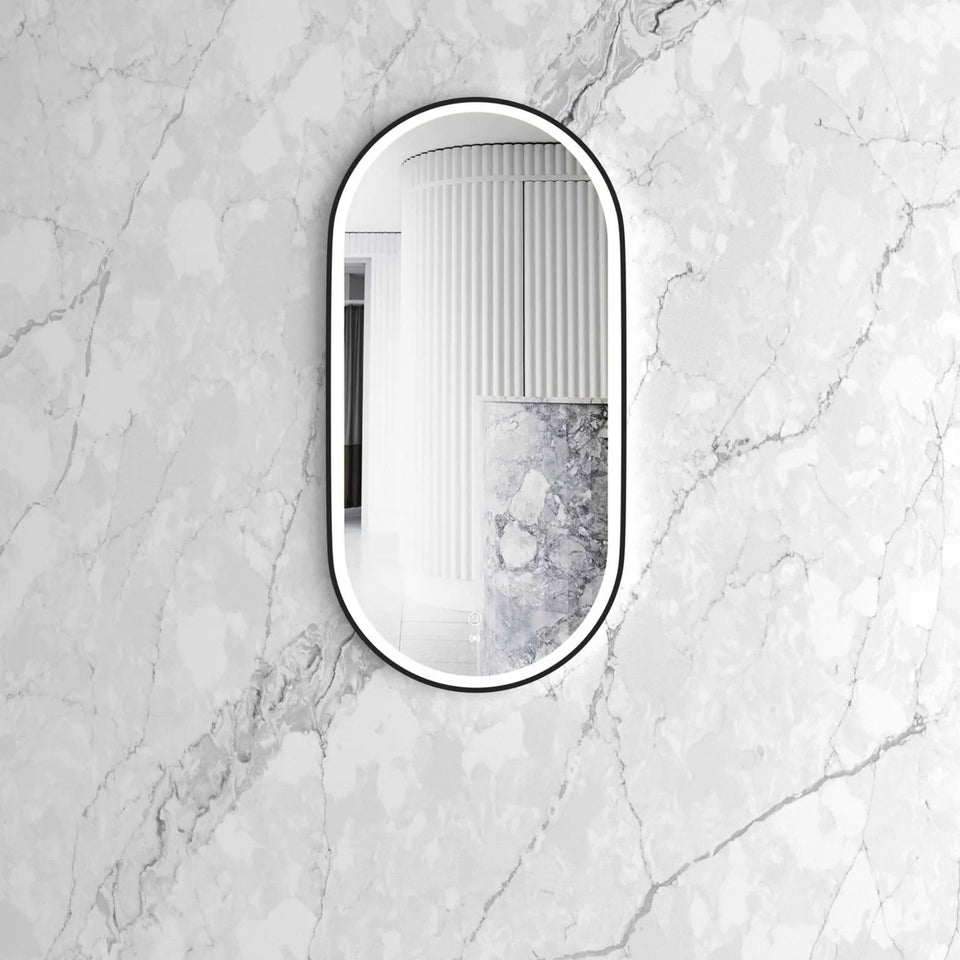Otti LED Noosa 900mm x 450mm Metal Frame Tuffi Mirror - Black