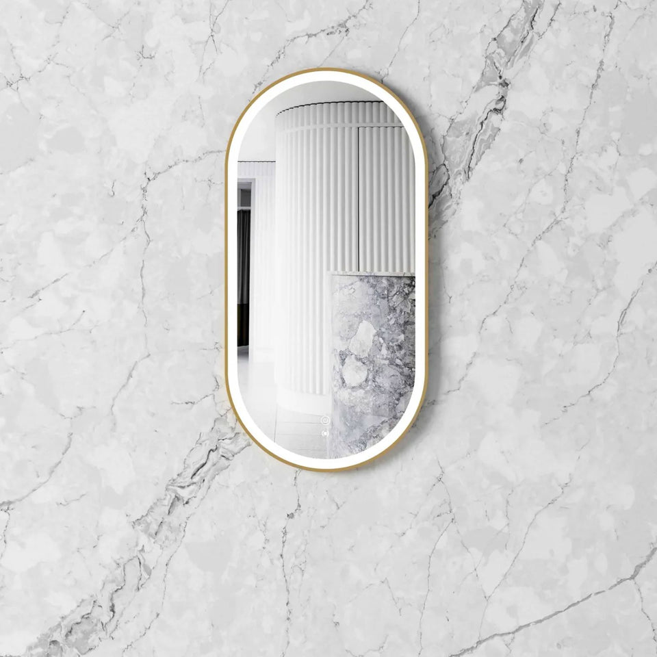 Otti LED Noosa 900mm x 450mm Metal Frame Mirror - Brushed Gold