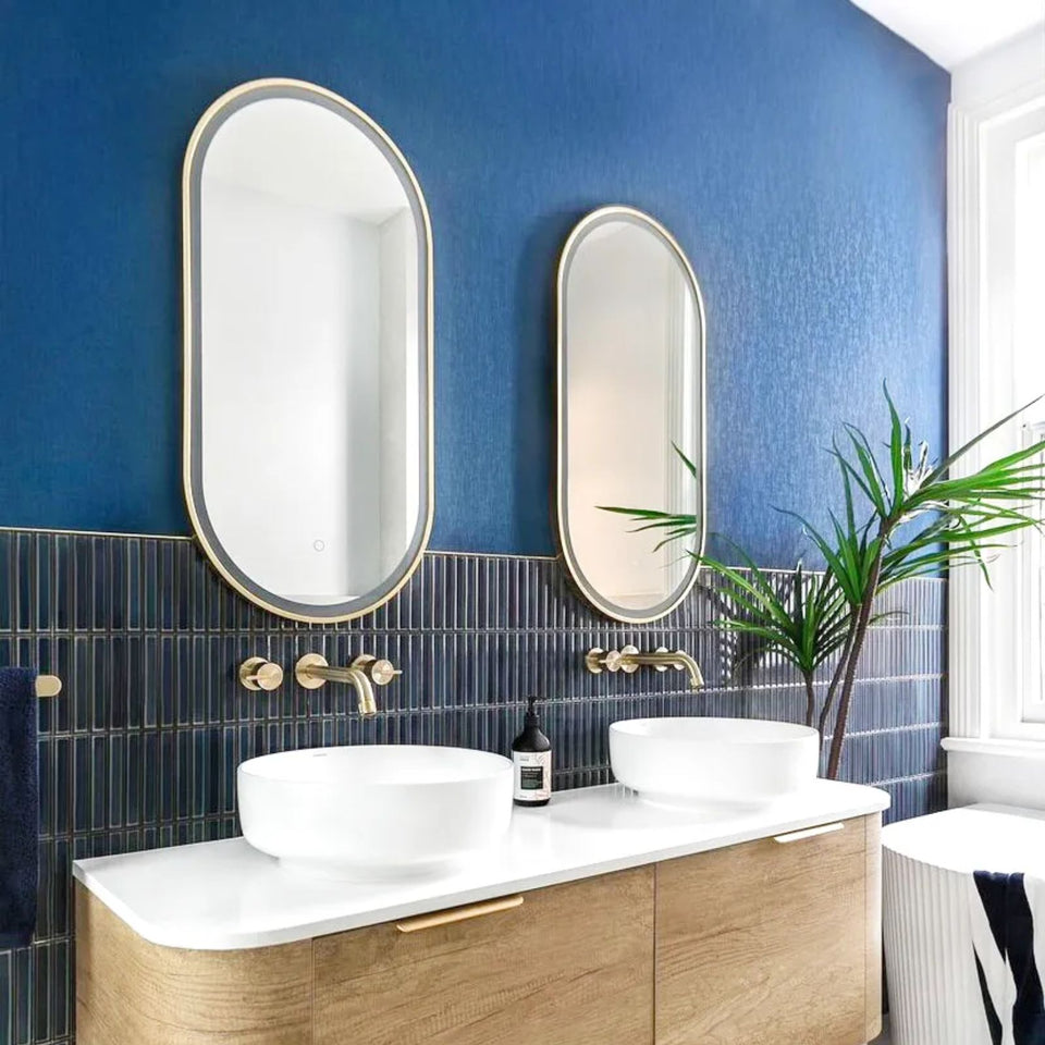 Otti LED Noosa 900mm x 450mm Metal Frame Mirror - Brushed Gold