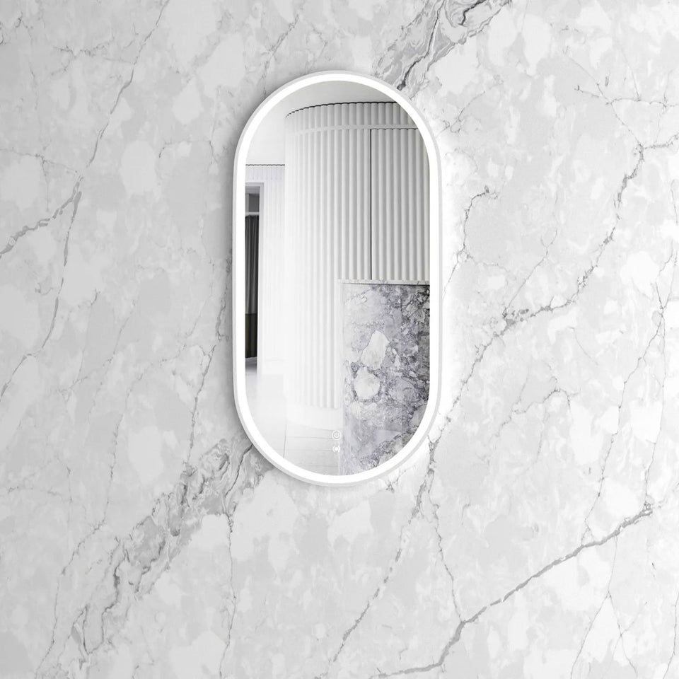 Otti LED Noosa 900mm x 450mm Metal Frame Mirror - White