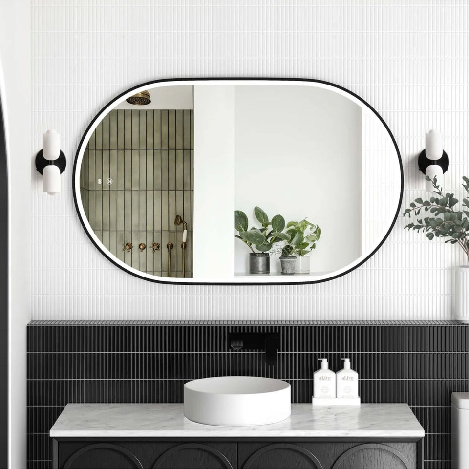 Otti LED Noosa 900mm x 600mm Metal Frame Tuffi Mirror - Black