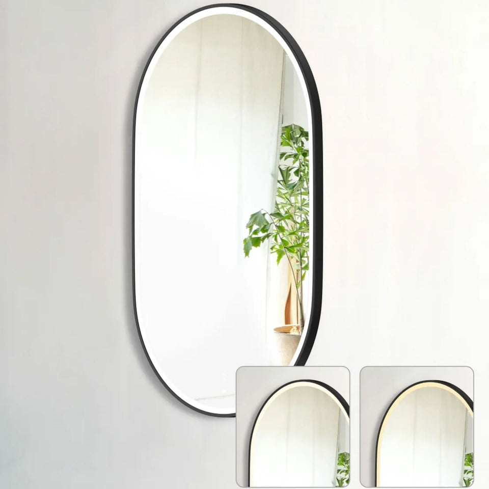 Otti LED Noosa 900mm x 600mm Metal Frame Tuffi Mirror - Black