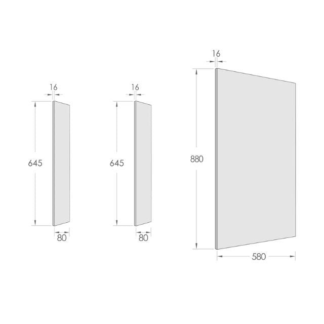 Otti Marlo 1305mm Fluted Laundry Set A - Black  End Panel Installation Kit Technical Drawing | The Blue Space