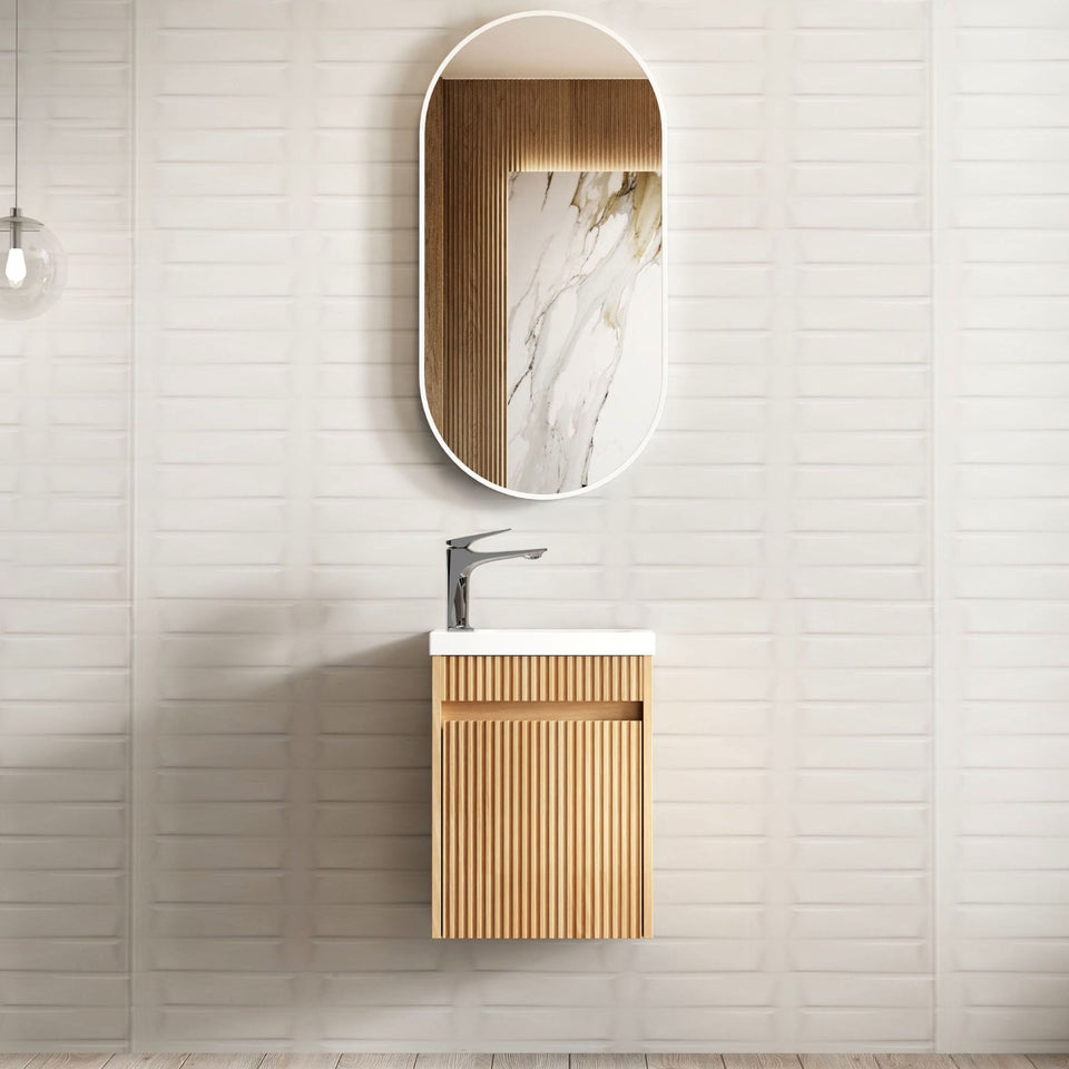 Otti Mini Ensuite Fluted Vanity - 400mm Woodland Oak