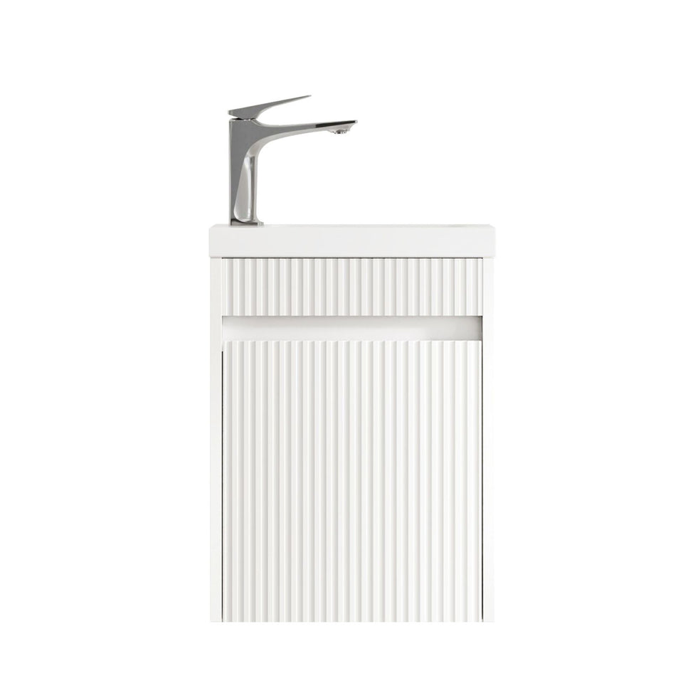 Otti Mini Ensuite Wall Hung Vanity 400mm Matte White Fluted Vanity with Basin