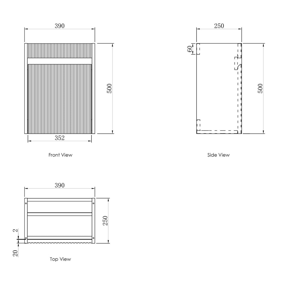 Otti Mini Ensuite Wall Hung Vanity 400mm Matte White Fluted Vanity with Basin