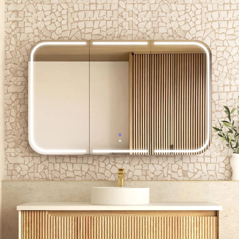 Otti Newport LED Shaving Cabinet Premium Edition - Natural Oak