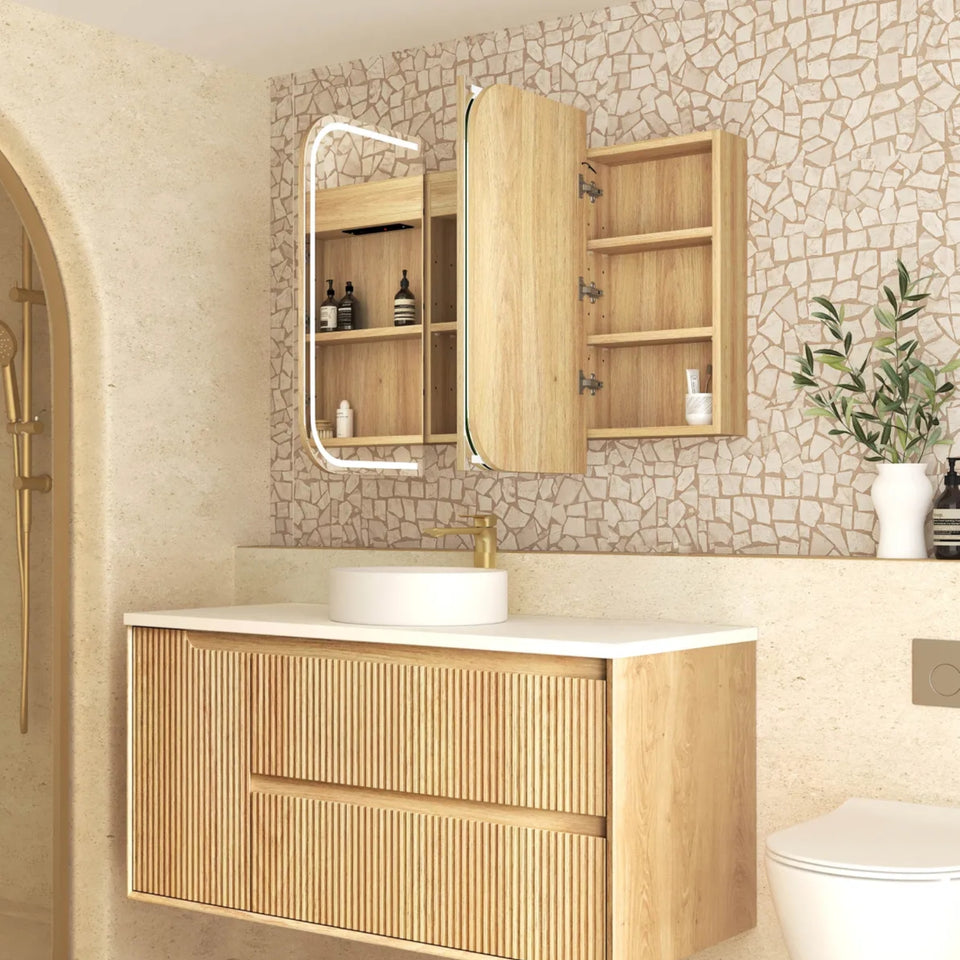 Otti Newport LED Shaving Cabinet Premium Edition - Natural Oak