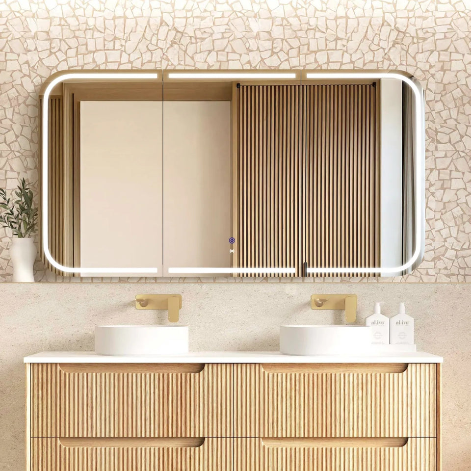 Otti Newport LED Shaving Cabinet Premium Edition - Natural Oak