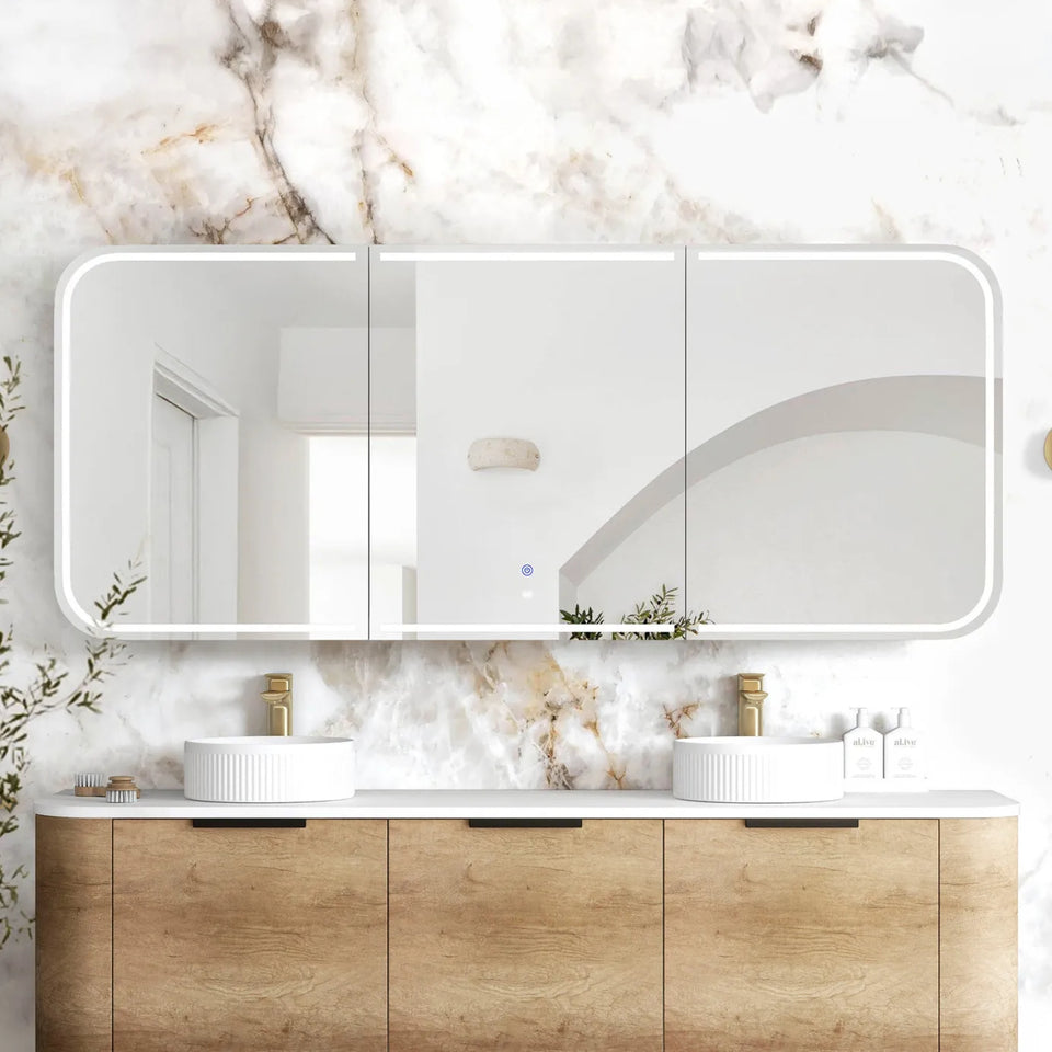 Otti Newport LED Shaving Cabinet Premium Edition - Natural Oak