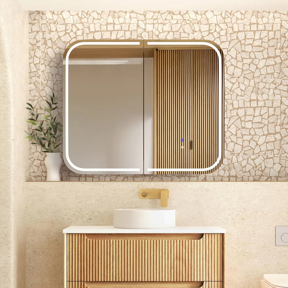 Otti Newport LED Shaving Cabinet Premium Edition - Natural Oak