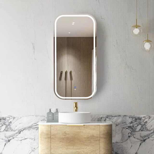 Otti Newport Soft Square LED Shaving Cabinet Natural Oak