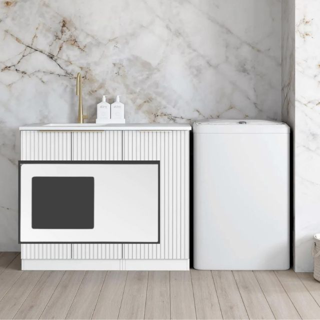 Otti Noosa Fluted White 1060mm Laundry Cabinet Set