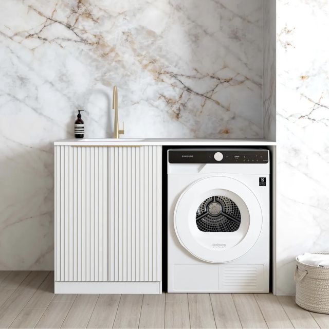 Otti Noosa Fluted White 1300mm Laundry Cabinet Set  | The Blue Space