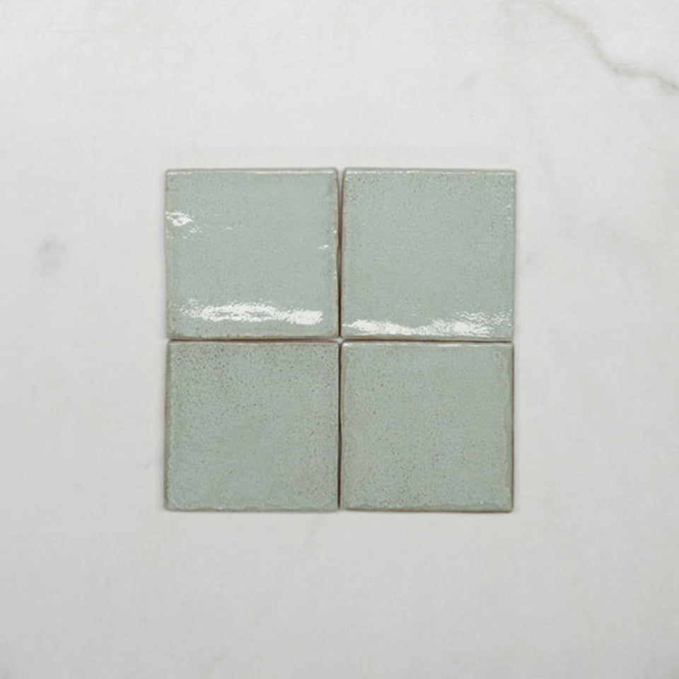 Pale Green Dianna Zellige Tile 100 x 100 x 9mm Spanish Ceramic