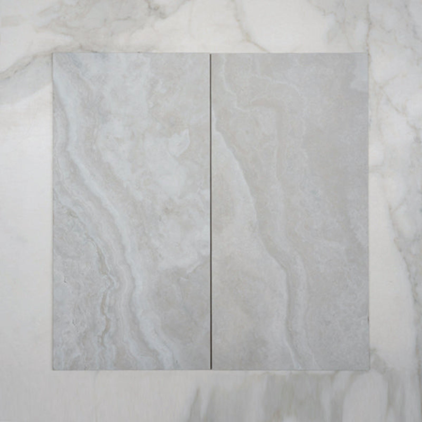 Double No Hand Pearl Ivy Vein Cut Travertine Look Tile Tech Grip 300 x 600 x 10mm Porcelain  - The Blue Space