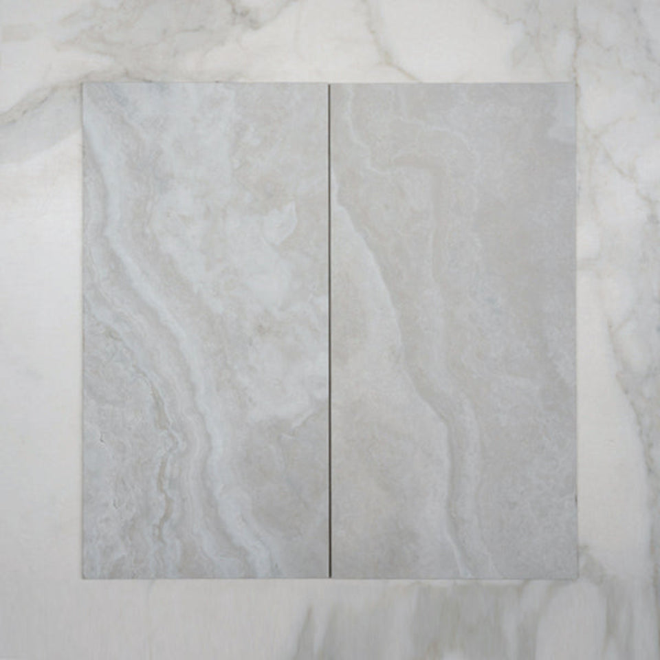 Pearl Ivy Vein Cut Travertine Look Tile Tech Grip 300 x 600 x 10mm Porcelain