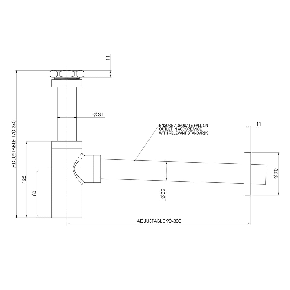 Phoenix 40mm Bottle Trap - Brushed Bronze