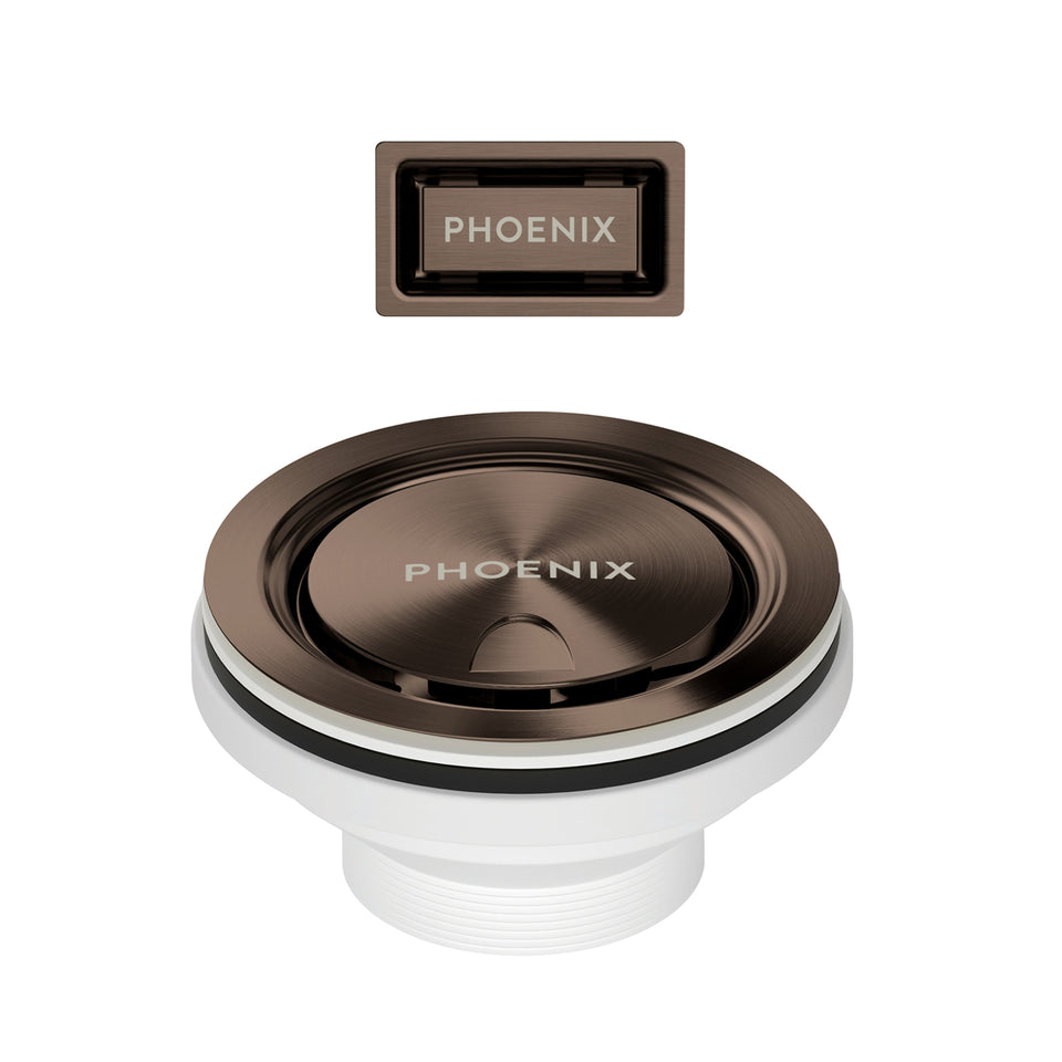 Phoenix 50mm Covered Sink Basket Waste & Overflow - Brushed Bronze