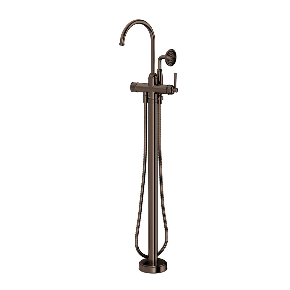 Phoenix Cromford Floor Mounted Bath Mixer with Hand Shower - Brushed Bronze