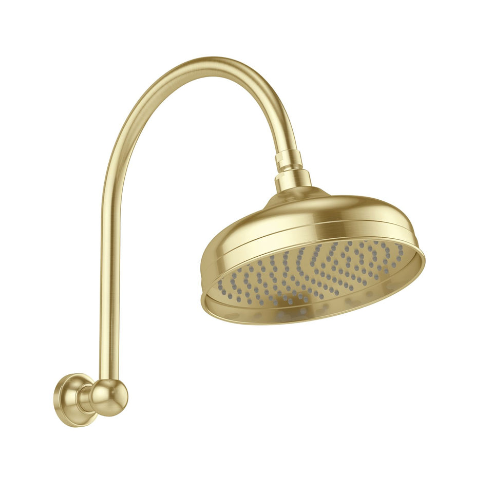 Phoenix Cromford High Rise Shower Arm & Rose 210mm Brushed Gold