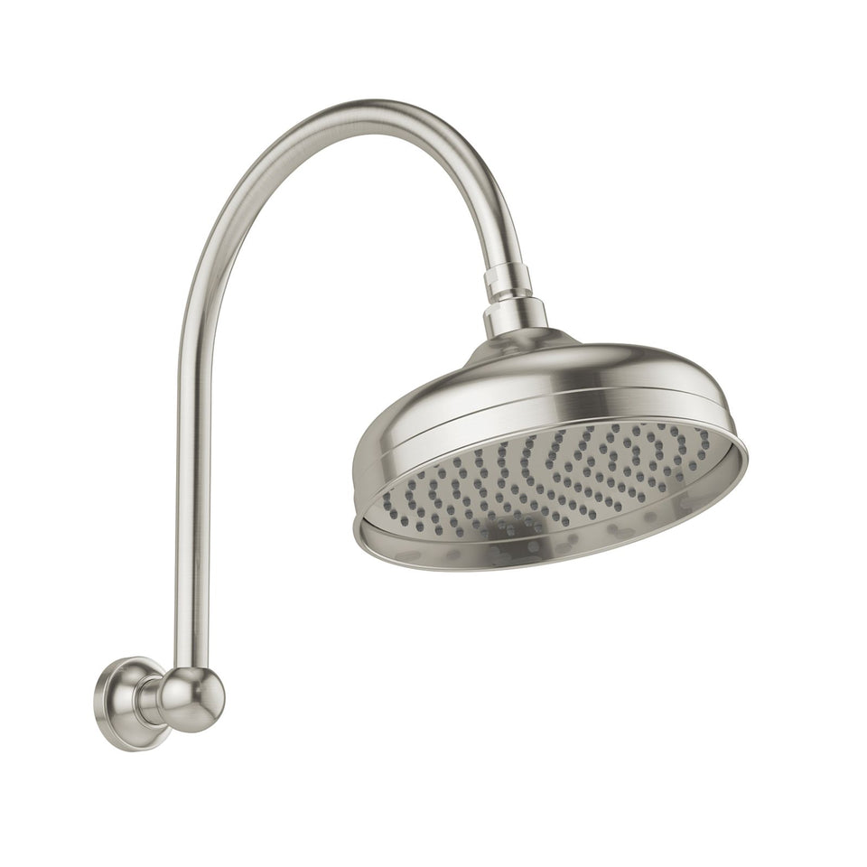 Phoenix Cromford High Rise Shower Arm & Rose 210mm Brushed Nickel