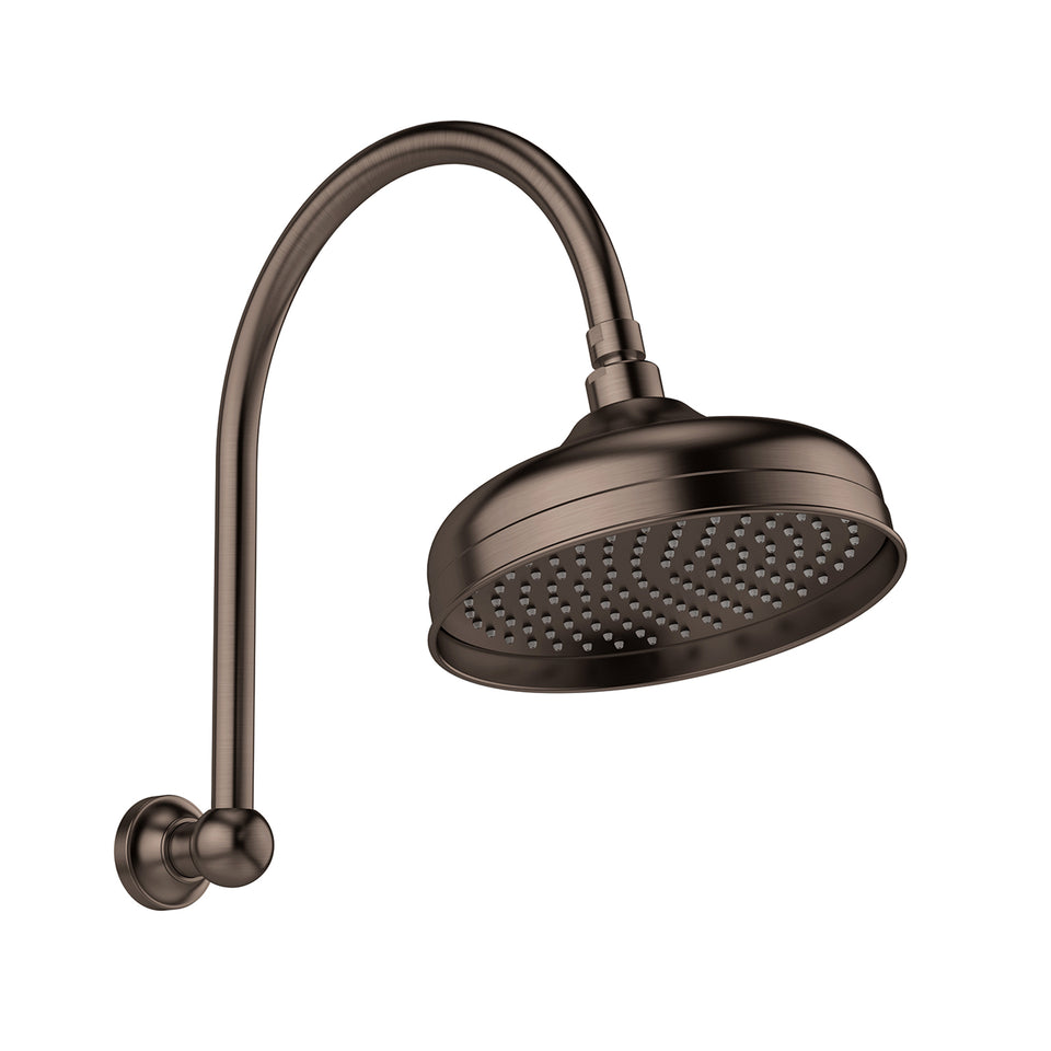 Phoenix Cromford High-Rise Shower Arm & Rose 210mm - Brushed Bronze
