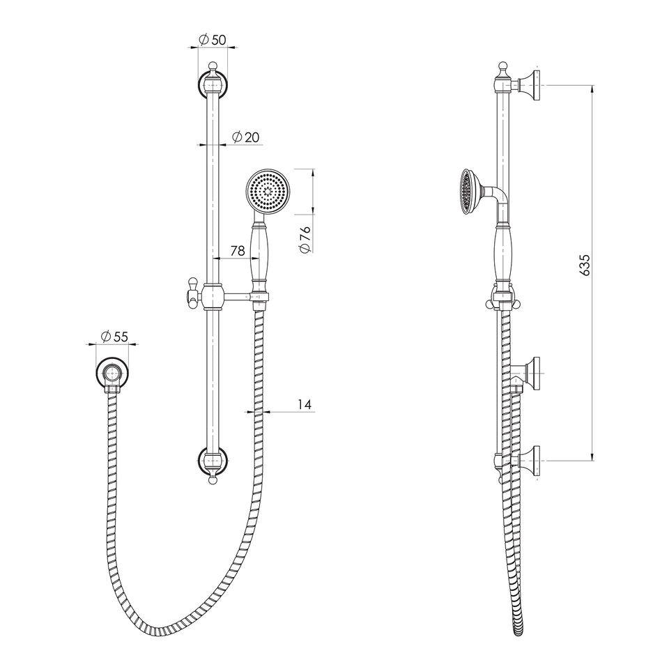 Phoenix Cromford Rail Shower - Brushed Bronze