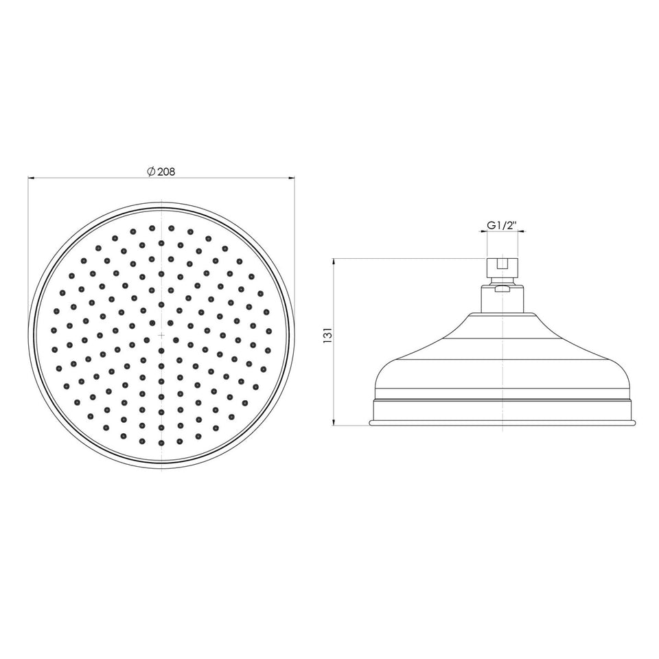 Phoenix Cromford Shower Rose 210mm Brushed Gold
