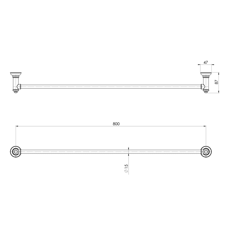 Phoenix Cromford Single Towel Rail 800mm - Brushed Bronze