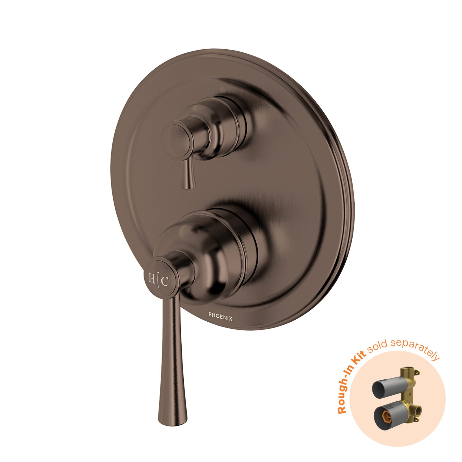 Phoenix Cromford Switchmix Shower Bath Diverter Mixer Fit Off Kit - Brushed Bronze 134-2940-24-1 - The Blue Space