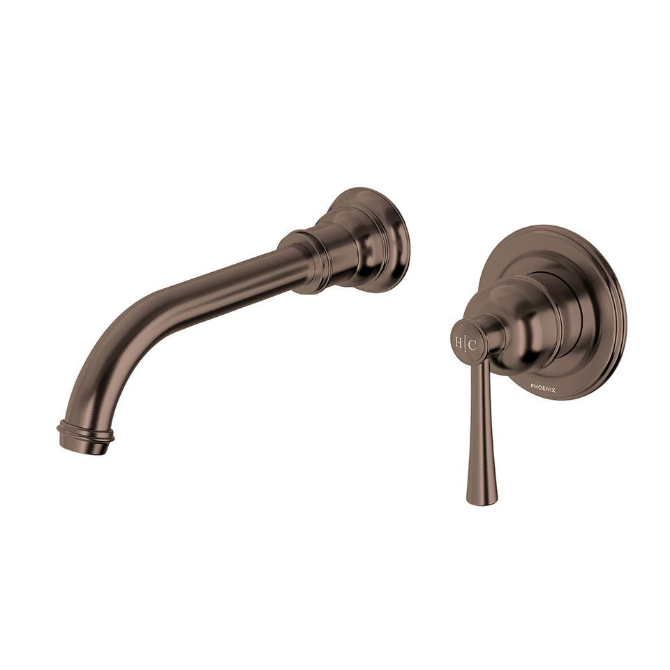 Phoenix Cromford SwitchMix Wall Basin / Bath Mixer Set - Brushed Bronze (Complete Kit)