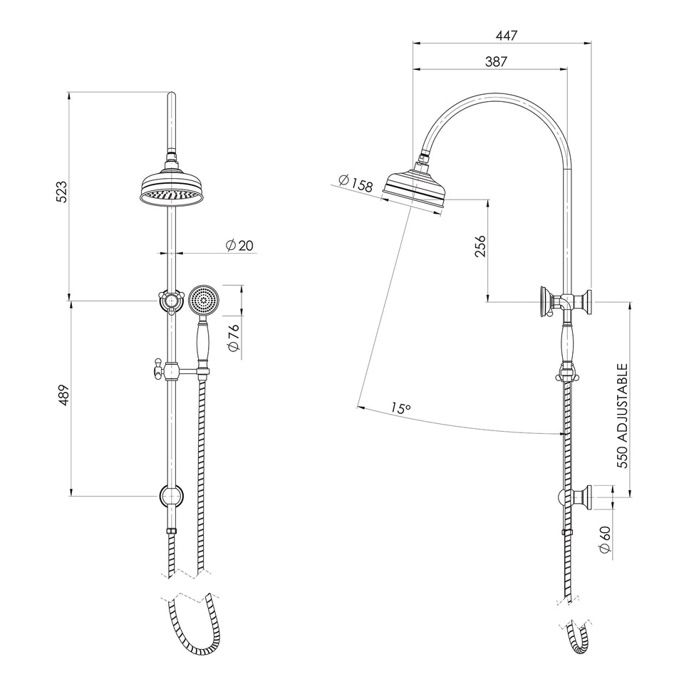Phoenix Cromford Twin Shower - Brushed Bronze