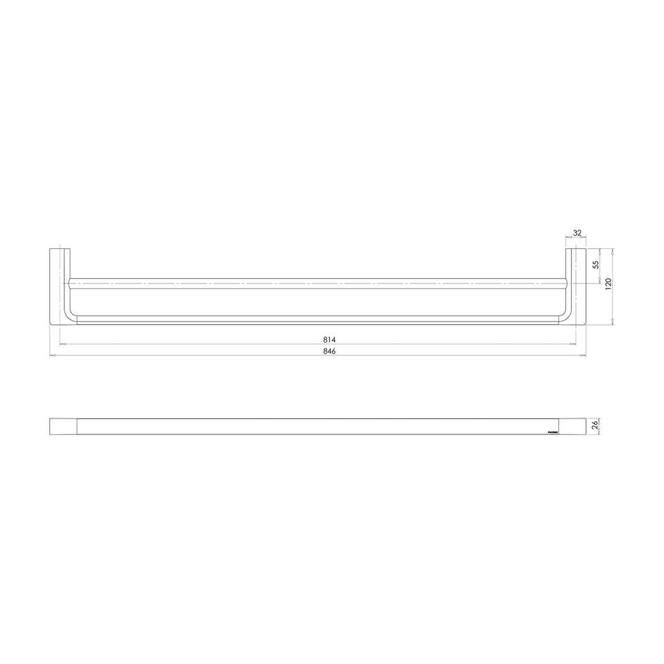 Phoenix Gloss Double Towel Rail 800mm - Brushed Bronze