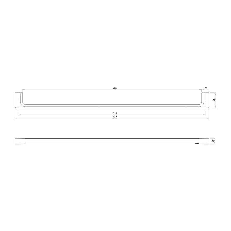 Phoenix Gloss Single Towel Rail 800mm - Brushed Bronze