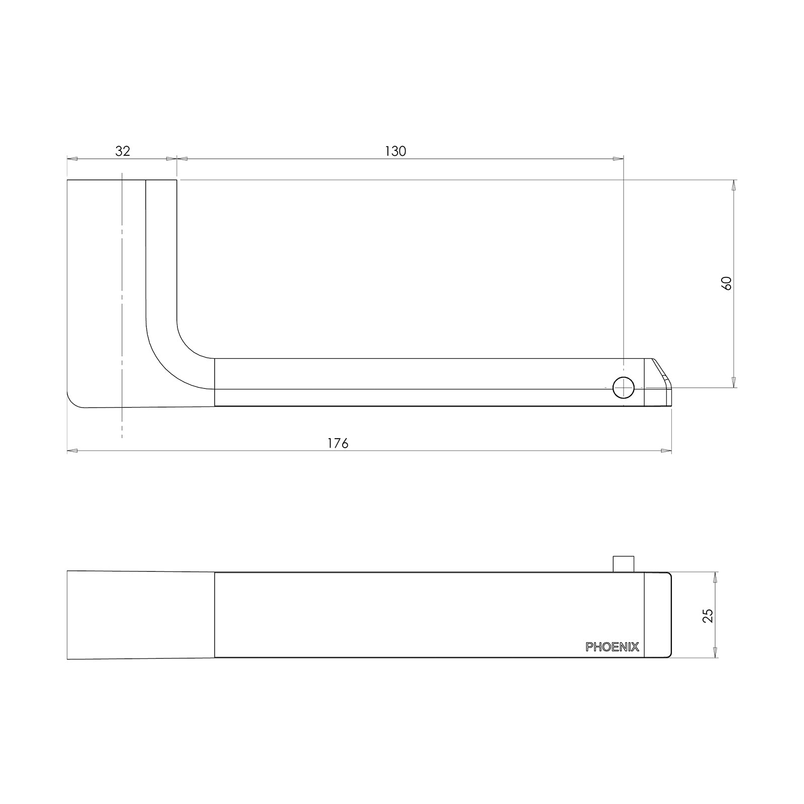 Technical Drawing Phoenix Gloss Toilet Roll Holder - Brushed Bronze GS892-24 - The Blue Space