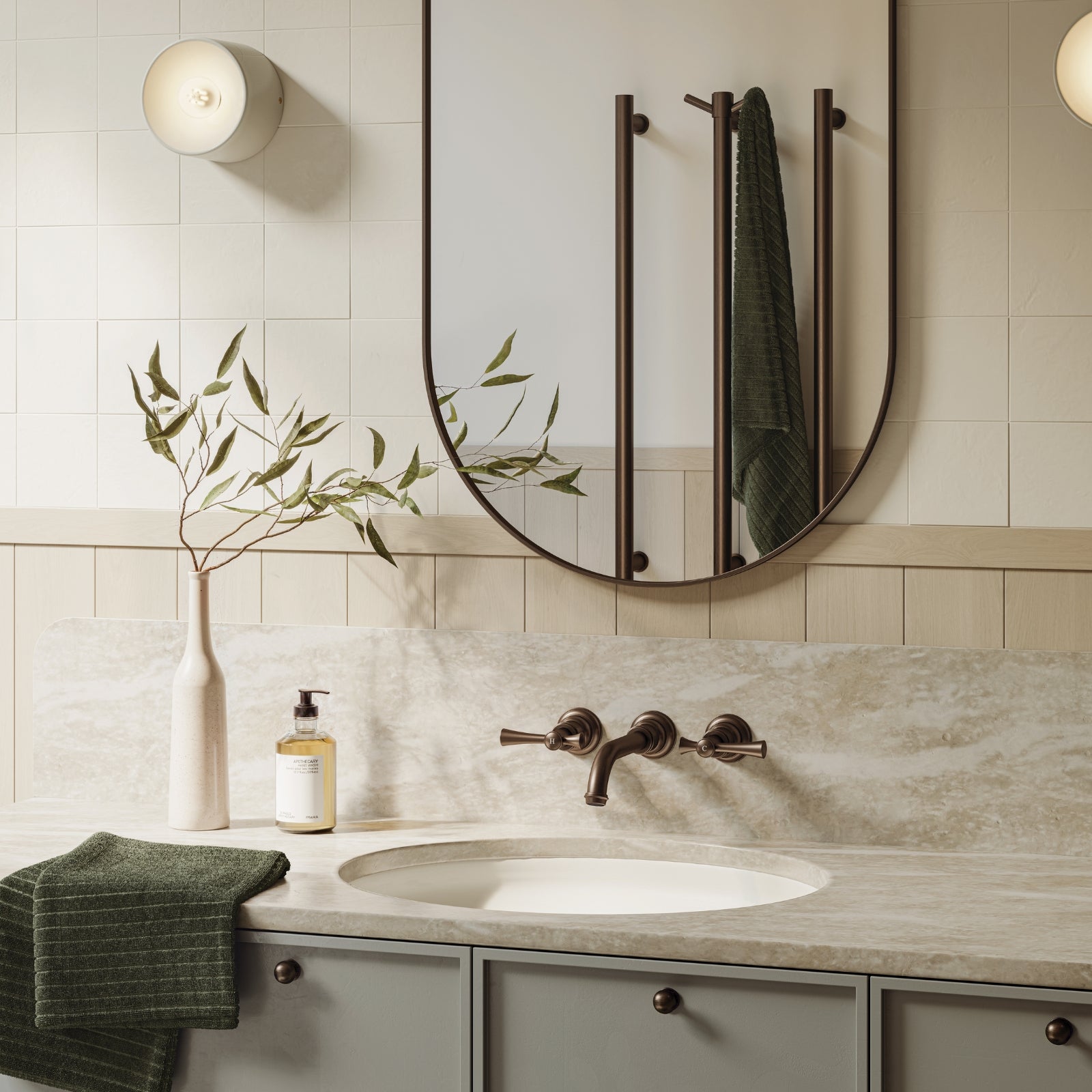 Lifestyle Phoenix Heated Triple Towel Rail Round 800mm - Brushed Bronze 650-8763-24 - The Blue Space