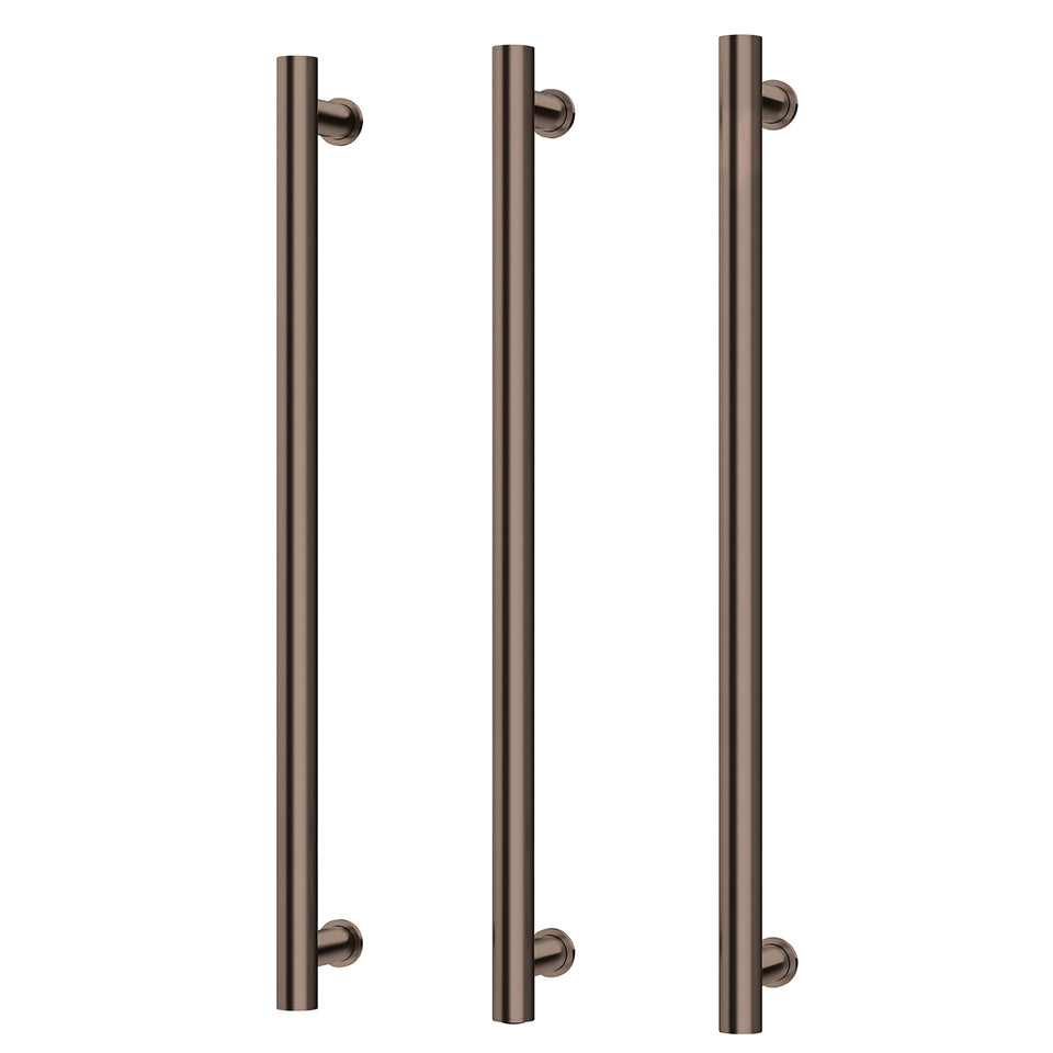 Phoenix Heated Triple Towel Rail Round 800mm - Brushed Bronze