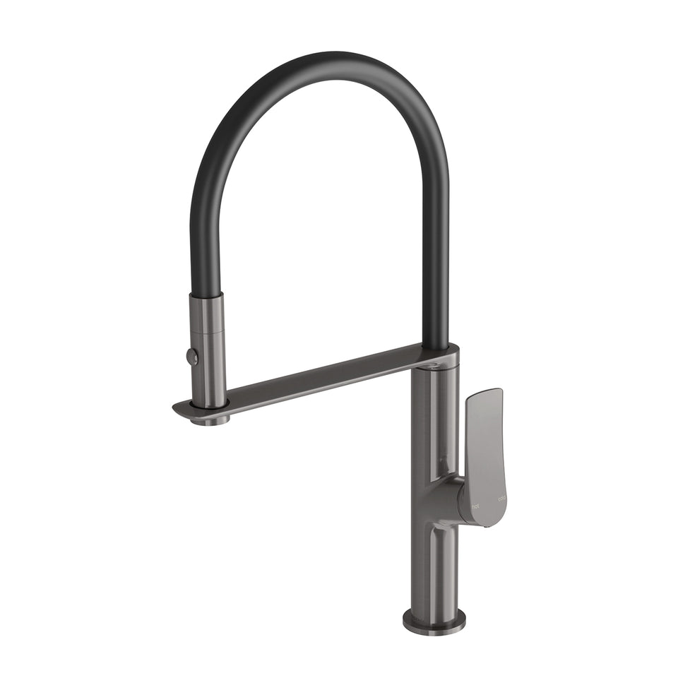 Phoenix Kusabi Flexible Hose Sink Mixer 200mm - Brushed Carbon