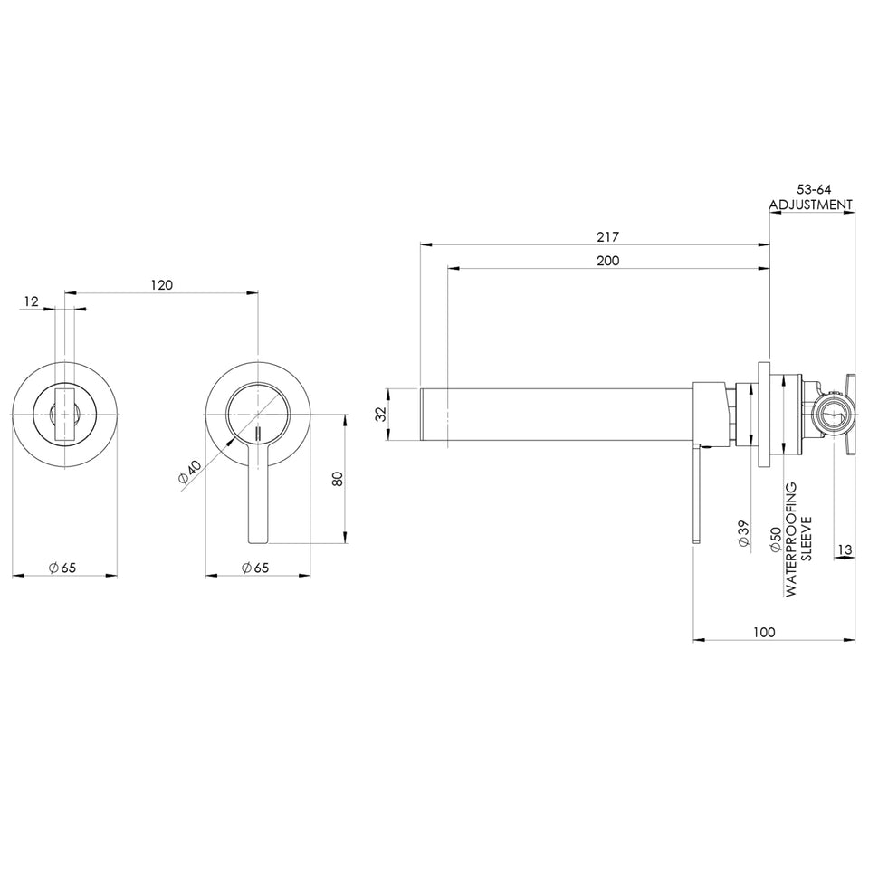 Phoenix Lexi MKII SwitchMix Wall Bath Mixer Set 200mm - Brushed Nickel