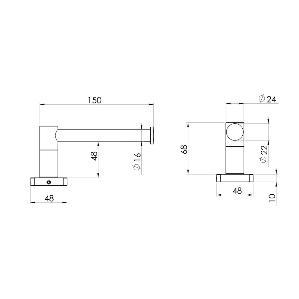 Phoenix Radii SS 316 Toilet Roll Holder Square Plate
